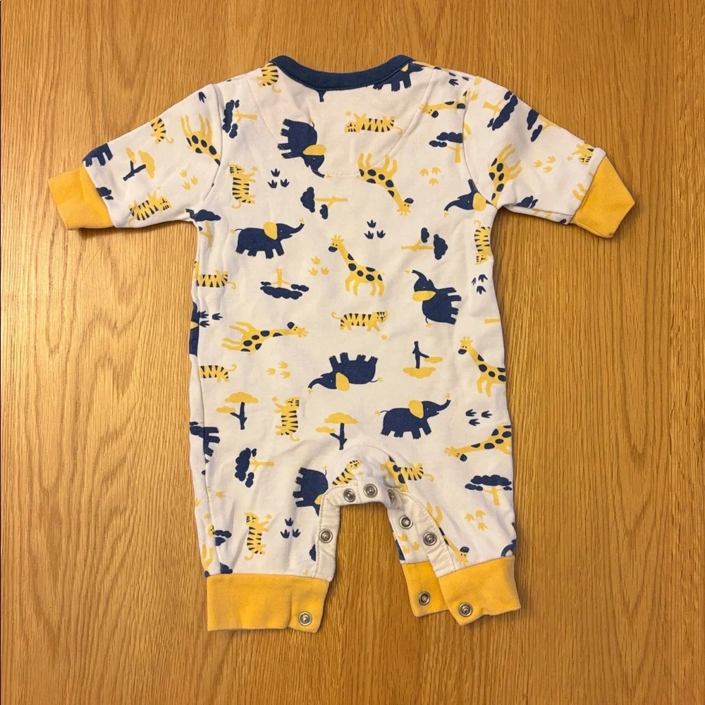 Kite Yellow and Blue Animal Print Newborn One Piece - never used!